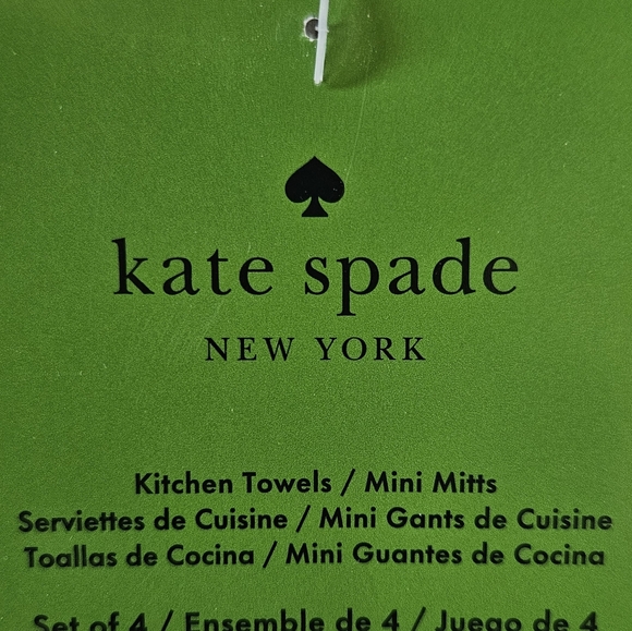 Kate Spade New York 4 Piece Set of navy blue and white two floral kitchen towels - Picture 2 of 3